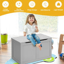 Safety Hinge Wooden Chest Organizer Toy Storage Box-Gray