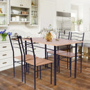 5 pcs Wood Metal Dining Table Set with 4 Chairs