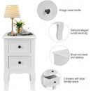 Wood Accent End Nightstand w- 2 Storage Drawers-White