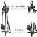 5 Pieces Rustic Heavy Duty Compact Wrought Iron Fireplace Tools Set