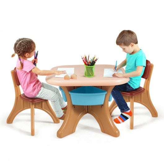 Children Kids Activity Table & Chair Set Play Furniture W-Storage-Coffee