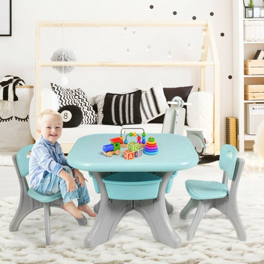 Children Kids Activity Table & Chair Set Play Furniture W-Storage-Blue