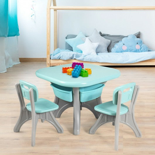 Children Kids Activity Table & Chair Set Play Furniture W-Storage-Blue