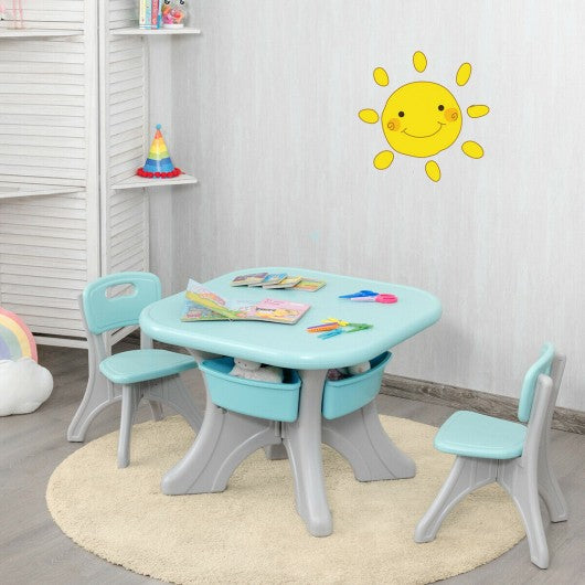 Children Kids Activity Table & Chair Set Play Furniture W-Storage-Blue
