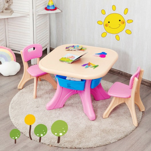 In-Outdoor 3-Piece Plastic Children Play Table & Chair Set