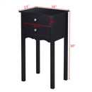 Side Table End Accent Table w- 2 Drawers-Black