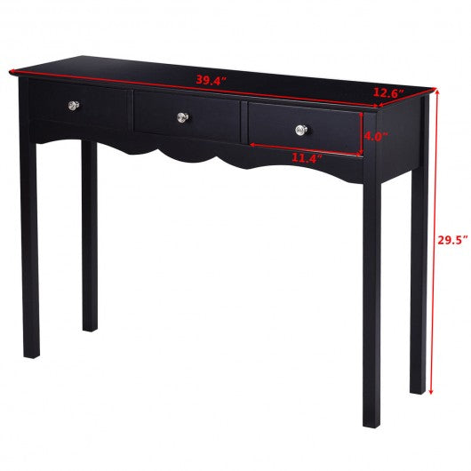 Hall table Side Table w- 3 Drawers-Black