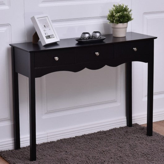 Hall table Side Table w- 3 Drawers-Black