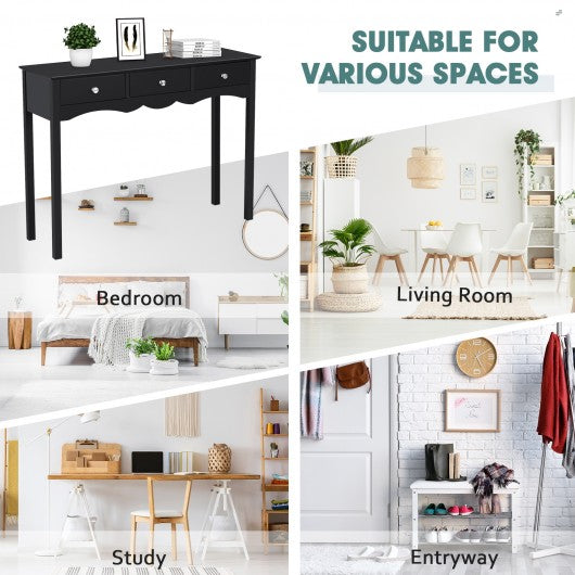 Hall table Side Table w- 3 Drawers-Black