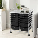 12 Drawers Rolling Cart Storage Scrapbook Paper Organizer Bins-Black