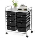 12 Drawers Rolling Cart Storage Scrapbook Paper Organizer Bins-Black