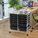 12 Drawers Rolling Cart Storage Scrapbook Paper Organizer Bins-Black