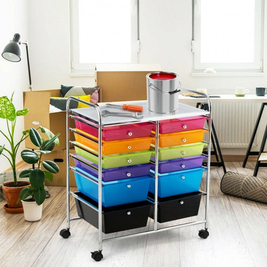 12 Drawers Rolling Cart Storage Scrapbook Paper Organizer Bins-Multicolor