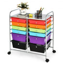12 Drawers Rolling Cart Storage Scrapbook Paper Organizer Bins-Deep Multicolor
