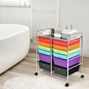12 Drawers Rolling Cart Storage Scrapbook Paper Organizer Bins-Deep Multicolor