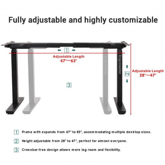 53 Inch 7-Button Electric Height Adjustable Sit-Stand Desk