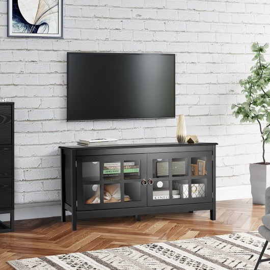 50" TV Stand Modern Wood Storage Console with 2 Doors