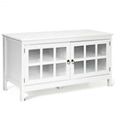 50" TV Stand Modern Wood Storage Console with 2 Doors-White