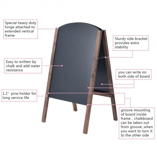31.5" Wood A-Frame Sidewalk Signage Chalkboard