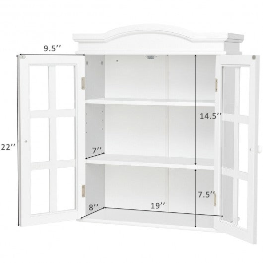 Wall-Mount Bathroom Double Doors Shelved Storage Cabinet