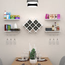 Set of 5 Wall Mount Wine Rack Set w- Storage Shelves-White