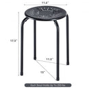 Set of 6 Stackable Multifunctional Daisy Design Backless Round Metal Stool Set-Black