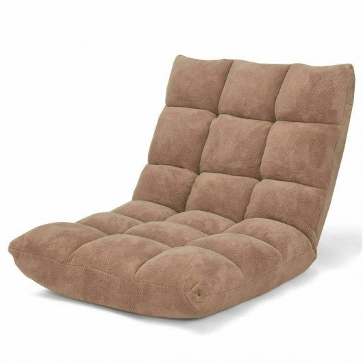 Adjustable 14-position Cushioned Floor Chair-Beige