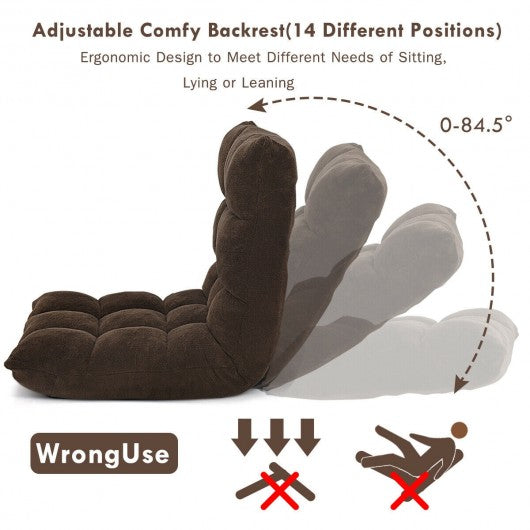 Adjustable 14-position Cushioned Floor Chair-Coffee