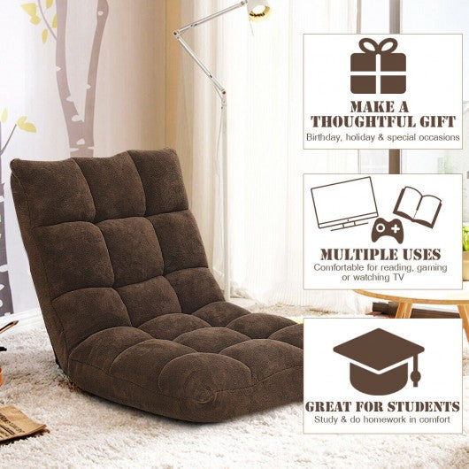 Adjustable 14-position Cushioned Floor Chair-Coffee
