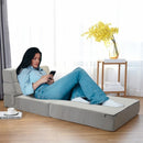 Tri-Fold Folding Chair Convertible Sleeper Bed -Gray