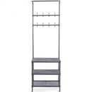 3 Tier Metal Storage Shelf 16 Hooks Hat Shoes Rack
