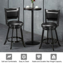 2 Pieces 24 Inches Swivel Counter Stool Dining Chair Upholstered Seat-Black