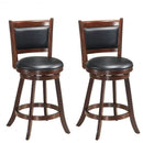 Set of 2 24" Accent Wooden Swivel Bar Stools with High Back and Upholstered Seat-24"