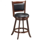 Set of 2 24" Accent Wooden Swivel Bar Stools with High Back and Upholstered Seat-24"