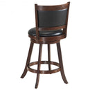 Set of 2 24" Accent Wooden Swivel Bar Stools with High Back and Upholstered Seat-24"