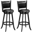 Set of 2 29" Swivel Bar Height Stool Wood Dining Chair Barstool-Black