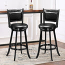Set of 2 29" Swivel Bar Height Stool Wood Dining Chair Barstool-Black