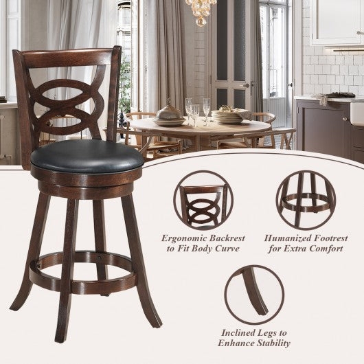 Counter Height Upholstered Espresso Swivel Dining Chair-24"