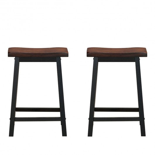 24" Height Set of 2 Home Kitchen Dining Room Bar Stools-Coffee