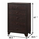 Home 5 Drawer Chest Dresser Storage Cabinet