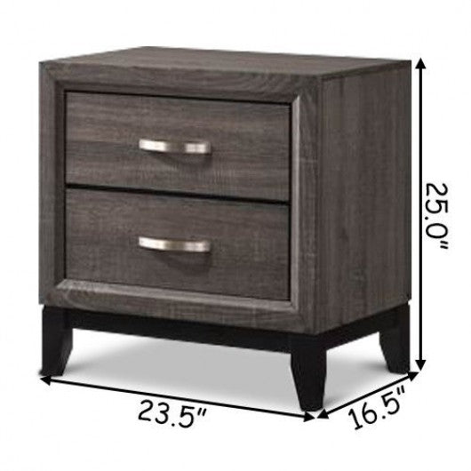 2 Drawers Storage Nightstand Sofa Side End Table