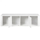 Wall Mounted Floating 2 Door Desk Hutch Storage Shelves-White