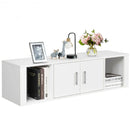 Wall Mounted Floating 2 Door Desk Hutch Storage Shelves-White