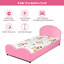 Kids Children PU Upholstered Platform Wooden Princess Bed