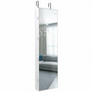 Wall and Door Mounted Mirrored Jewelry Cabinet with Lights-White