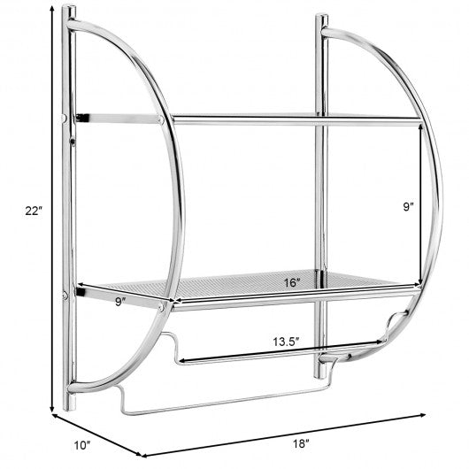 2-Tier Wall Mount Shower Organizer Towel Storage Rack