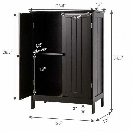 Bathroom Floor Storage Double Door Cupboard Cabinet-Brown