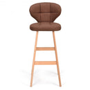 Set of 2 Brown Bar Stools Pub Chair Fabric