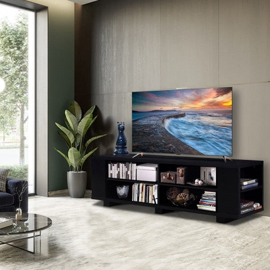 59" Console Storage Entertainment Media Wood TV Stand-Black