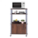 Microwave Rack Stand Rolling Storage Cart-Walnut